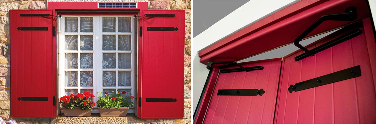 Volet battant solaire aluminium rouge